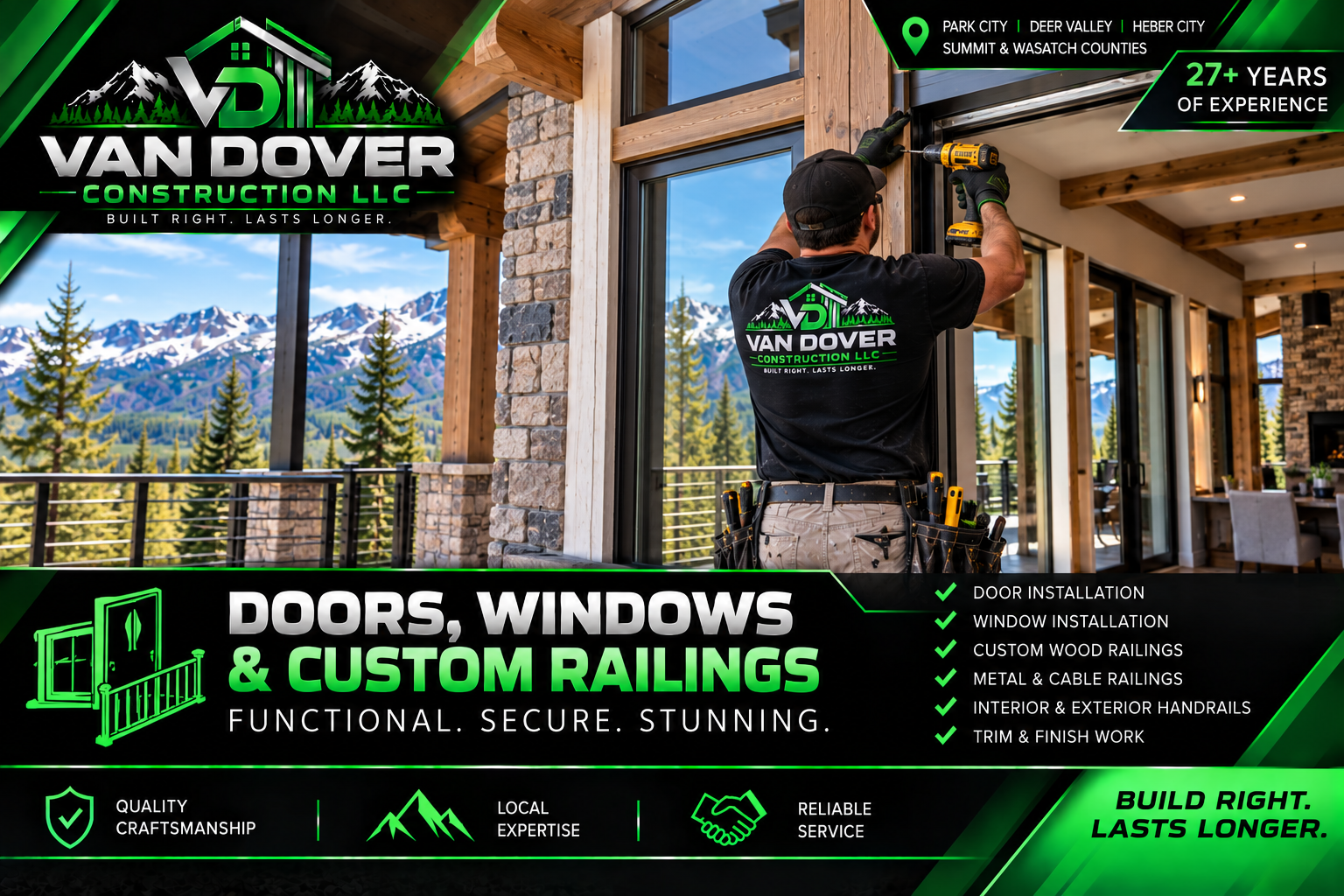 Doors windows and custom railings