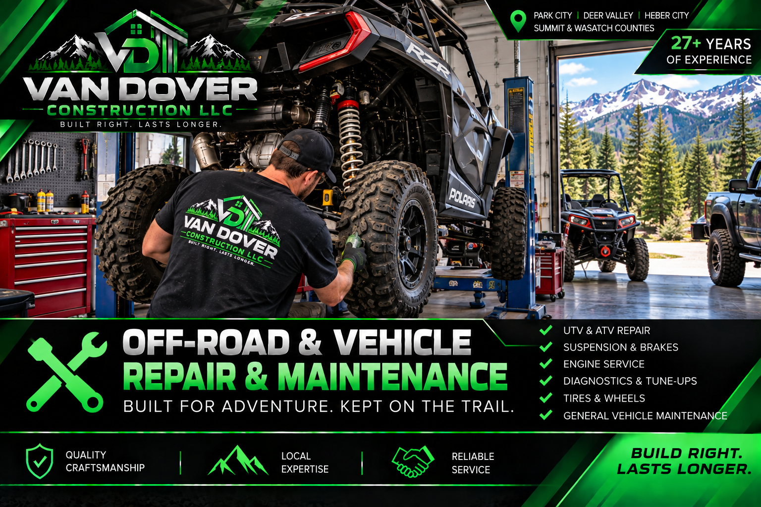 Off-road and vehicle repair and maintenance